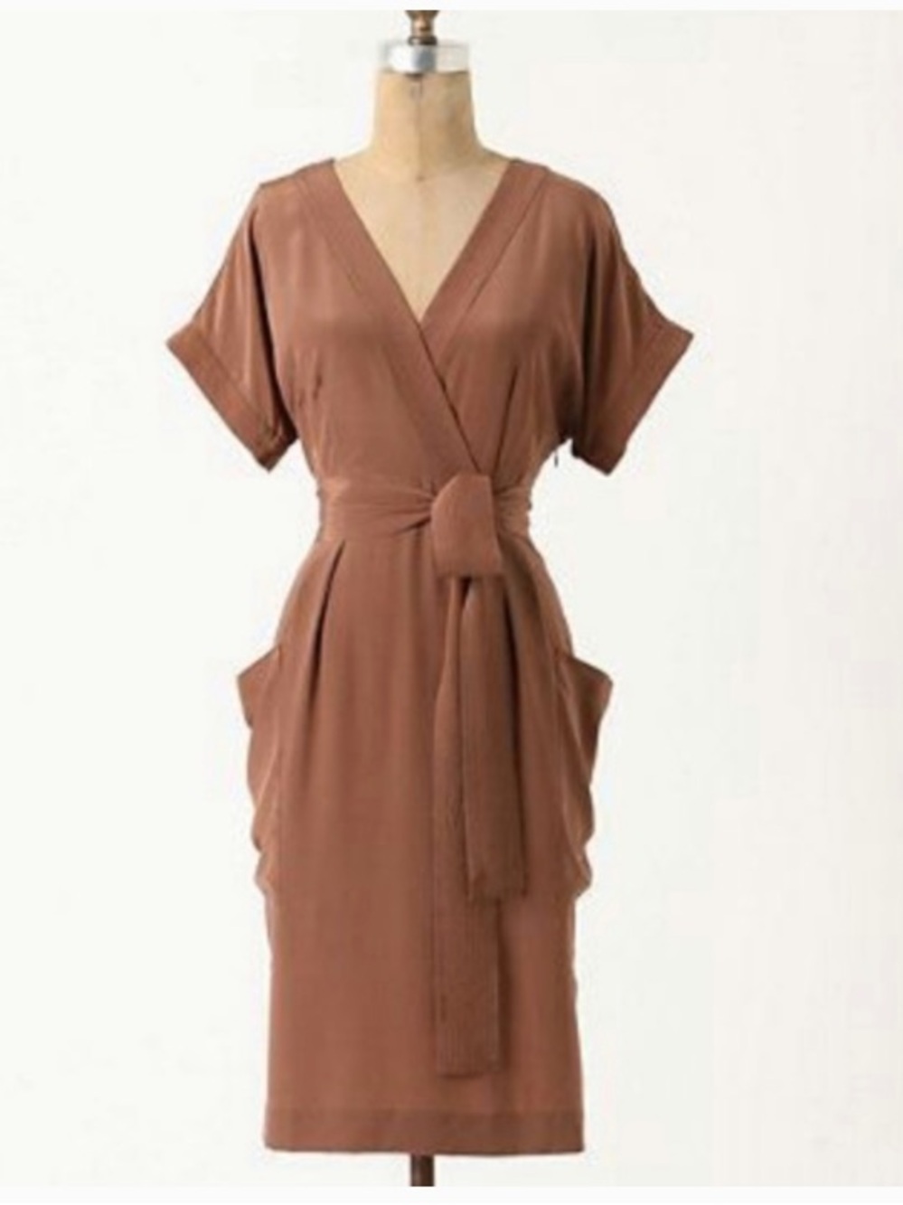 Anthropologie Maeve 100% Silk Corliss Kimono Faux-Wrap Midi Dress, Size 6